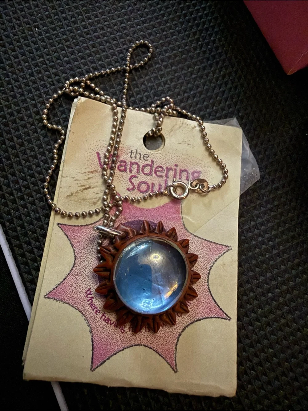 Sunburst Blue Glass Pendant‎ 925 Necklace -